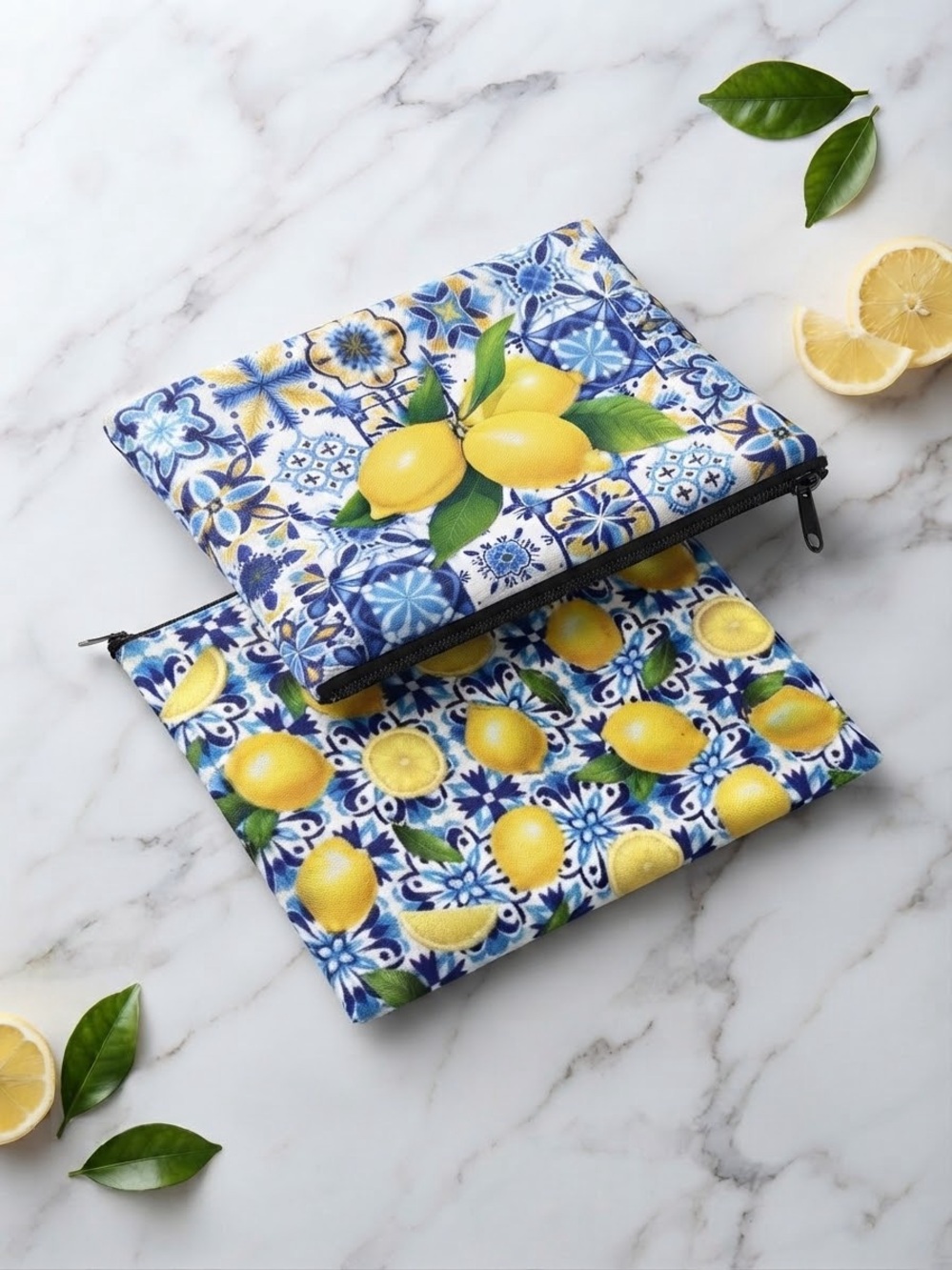 Lemon Themed Pouches Set of 2